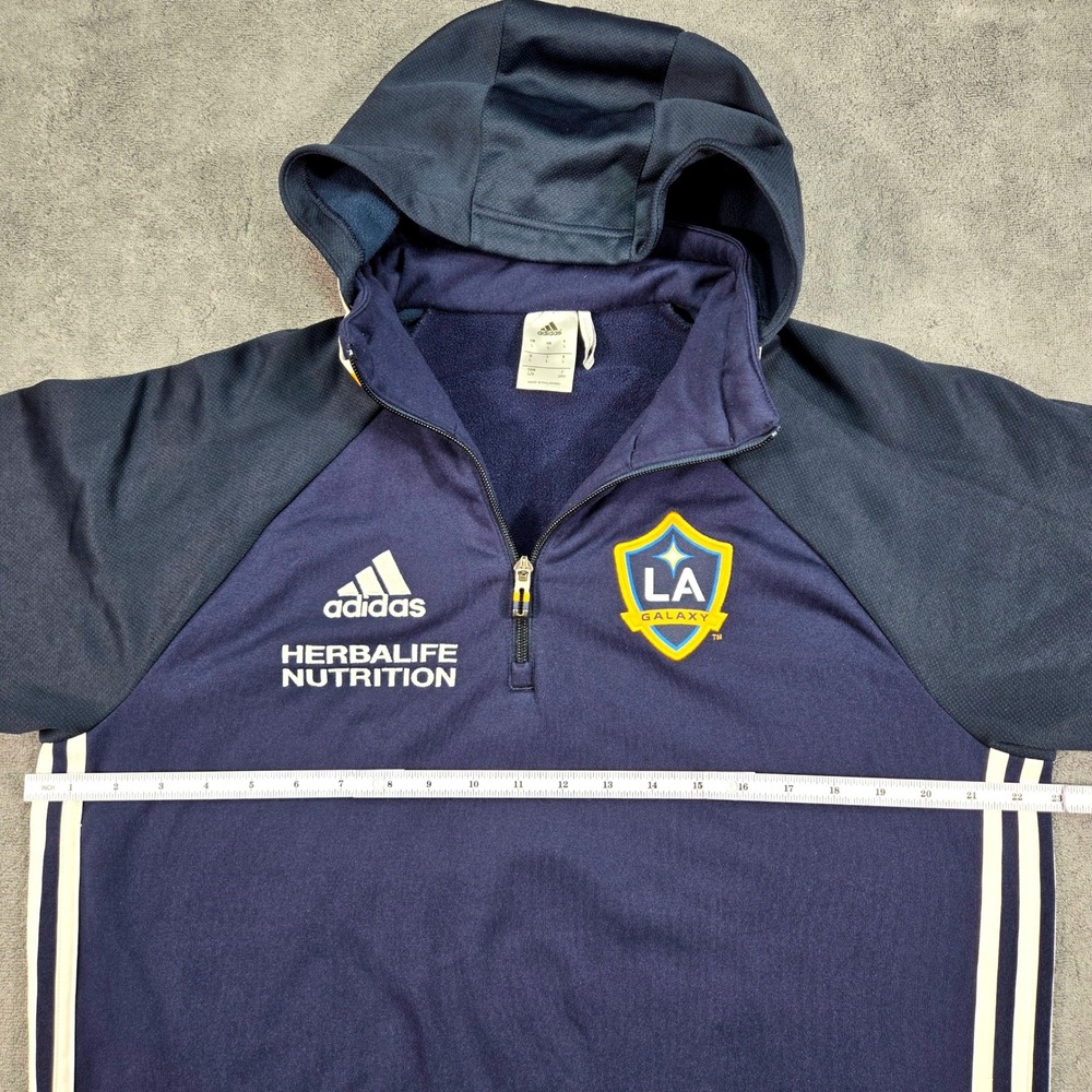 Adidas LA Galaxy Hoodie Mens Large Navy Blue Excellent Climawarm Quarter Zip MLS - Picture 7 of 16